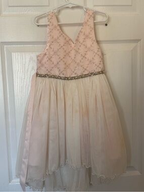 American Princess Pale Pink Beaded Waist Tulle Dress